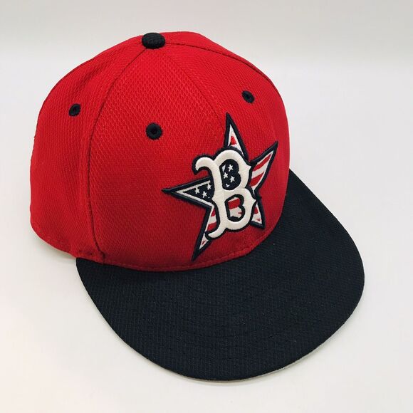 Boston Red Sox MLB Logo Hat Mens 7 1/4 New Era 59FIFTY Red & Black Flag Star Cap - Picture 2 of 12